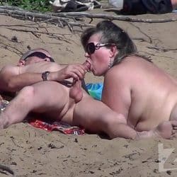Blowjob on a nudist beach