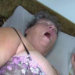 Old chubby mom teaches her chubby y. woman masturbating use dildo